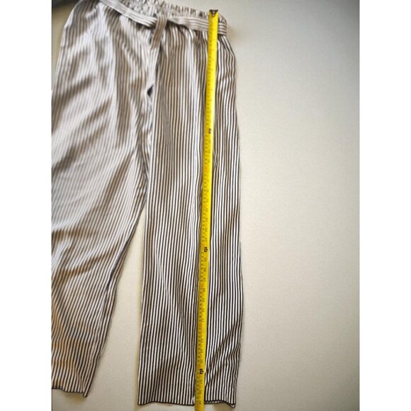 See You Monday Wide Leg Striped Pants Size L–Navy & White–Paper bag Waist w/tie - Picture 7 of 8